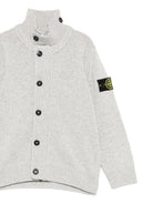 Cardigan per bambino Stone Island Junior grigio a collo alto con bottoni L2S165100003S00M1 V0M64 STONE ISLAND KIDS 