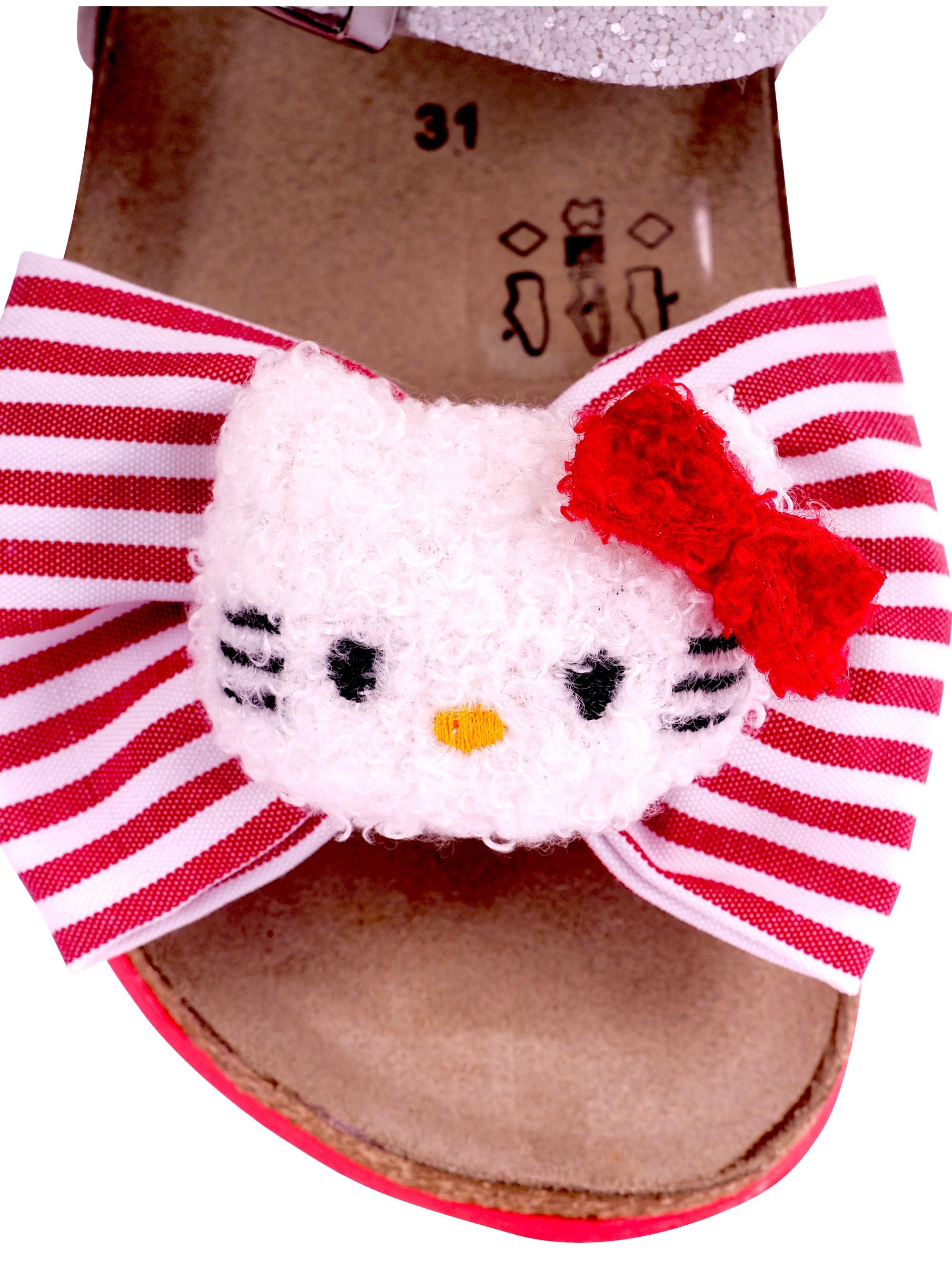 Sandali per bambina Monnalisa bianco e rosso con fiocco e dettaglio Hello Kitty 8CG015 7702 9944 MONNALISA KIDS 