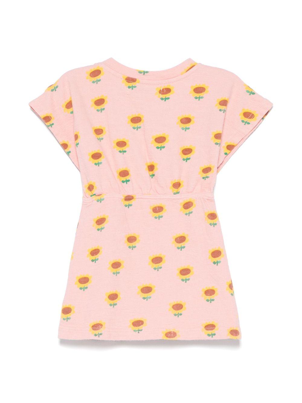 Abito per neonata Bobo Choses Sunflower rosa con stampa girasole B125AB079 681 BOBO CHOSES 