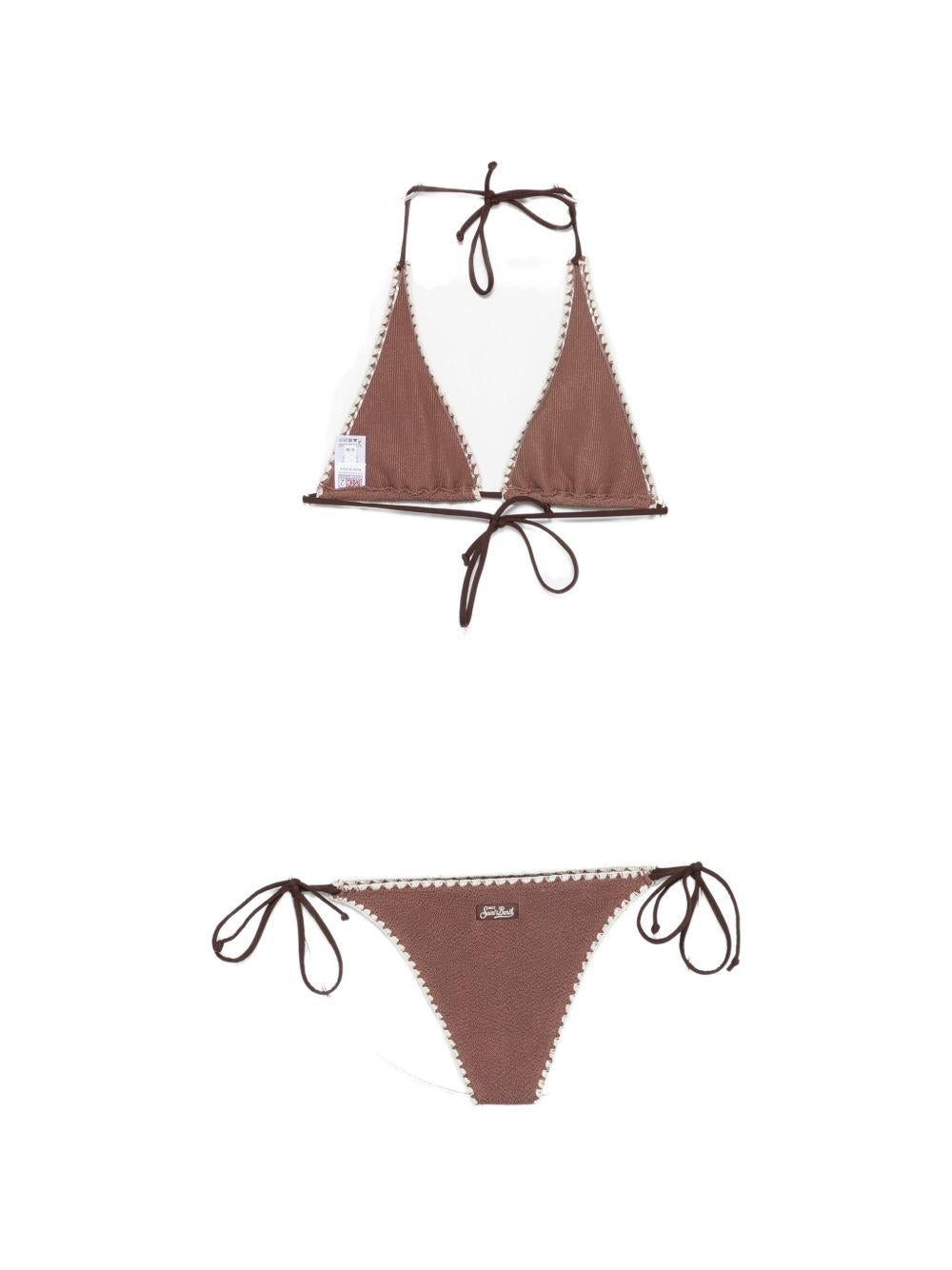 Bikini da donna MC2 Saint Barth marrone con finiture all'uncinetto MRL0014 08231L MC2 ST. BARTH 