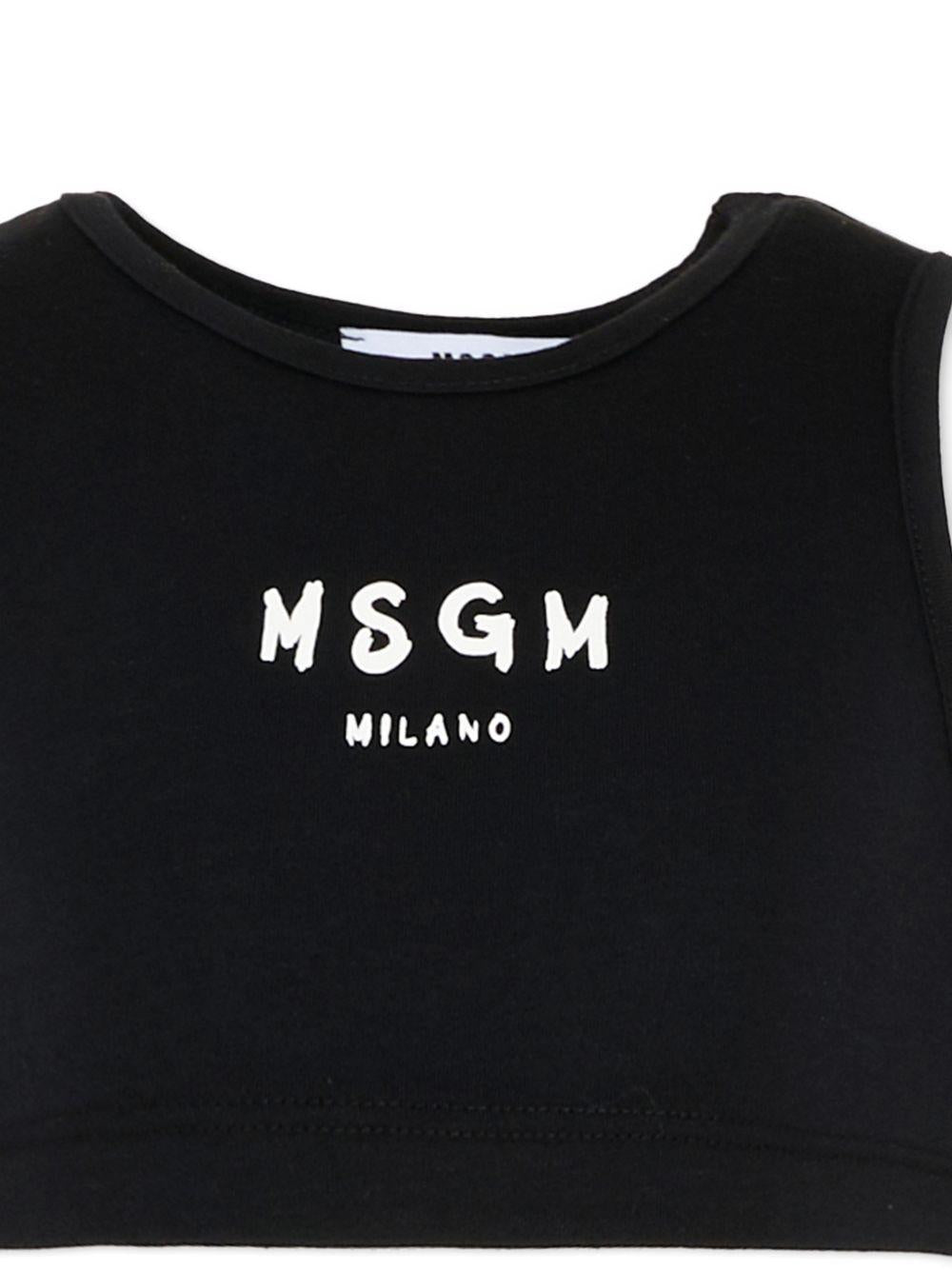 T-shirt per bambina MSGM Kids nera senza maniche S6MSJGTO011 110 MSGM KIDS 