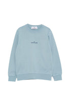 Felpa per bambino Stone Island Junior azzurro con stampa logo L1S166100018S0370 V004A STONE ISLAND KIDS 