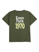 T-shirt per bambino Kenzo Kids verde con stampa logo sul retro K61884 64B KENZO KIDS 