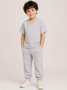 T-shirt per bambino Eleventy Kids grigia con girocollo a contrasto EZ8H11 Z3711 804 ELEVENTY KIDS 