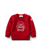 Maglione per neonato Moncler Kids rosso con motivo pinguino L29519C00002M4281 457 MONCLER KIDS 