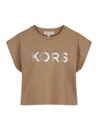 T-shirt per bambina Michael Kors Kids marrone con dettaglio logo R30607 263 MICHAEL KORS KIDS 