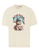 T-shirt per bambino MSGM Kids beige con stampa grafica gatto F5MSJGTH120 013 MSGM KIDS 