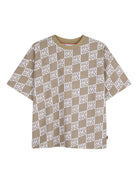 T-shirt per bambino Hugo Kids beige con motivo a quadri G01022 23B Hugo KIDS 