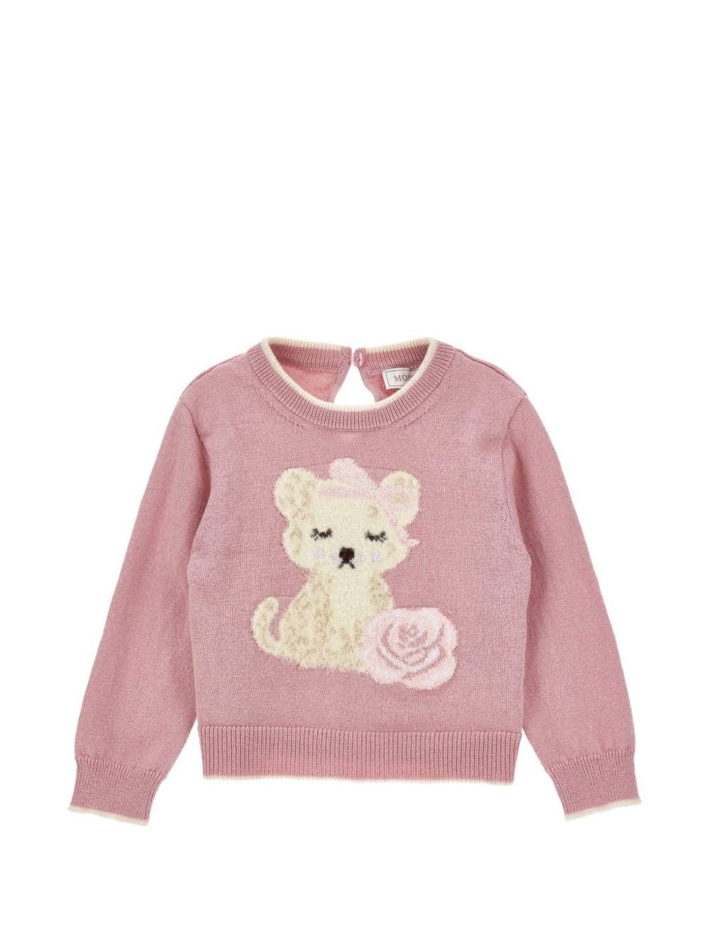 Maglione per neonata Monnalisa Kids rosa con motivo ricamato 39H605 8060 094F MONNALISA KIDS 