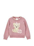 Maglione per neonata Monnalisa Kids rosa con motivo ricamato 39H605 8060 094F MONNALISA KIDS 