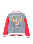 Giubbino per bambina Just Cavalli Kids denim con stampa grafica sul retro JGP26105GB D.BLUE MED ROBERTO CAVALLI KIDS 