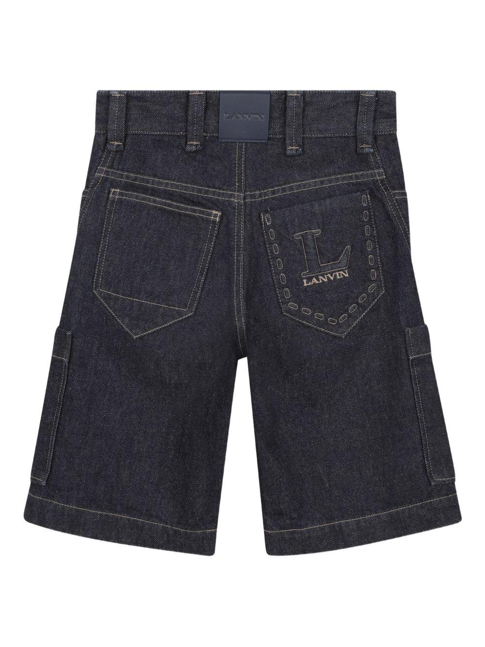 Shorts per bambino Lanvin Enfant blu con dettaglio logo N30380 Z28 LANVIN KIDS 