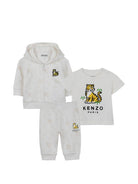 Set tre pezzi tuta sportiva per neonato Kenzo Kids bianco con stampa tigre K61617 117 KENZO KIDS 