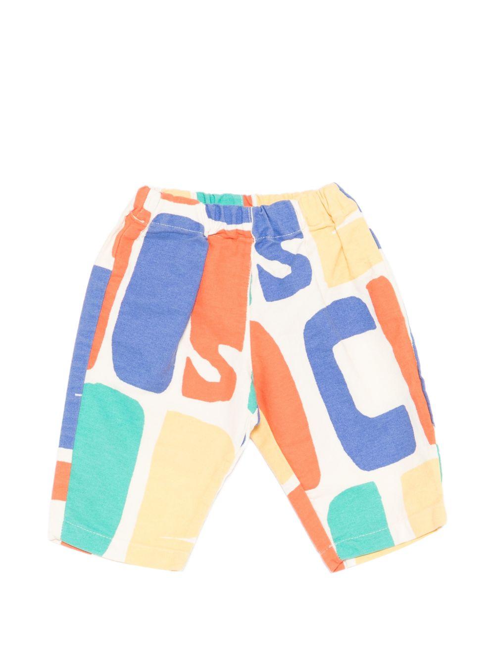 Pantaloni per neonato Bobo Choses bianchi con logo multicolore B126AB114 991 BOBO CHOSES KIDS 