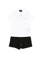 Set camicia e shorts per neonato John Richmond Junior bianco e neri con logo sul retro RIP26076CE WHITE JOHN RICHMOND KIDS 