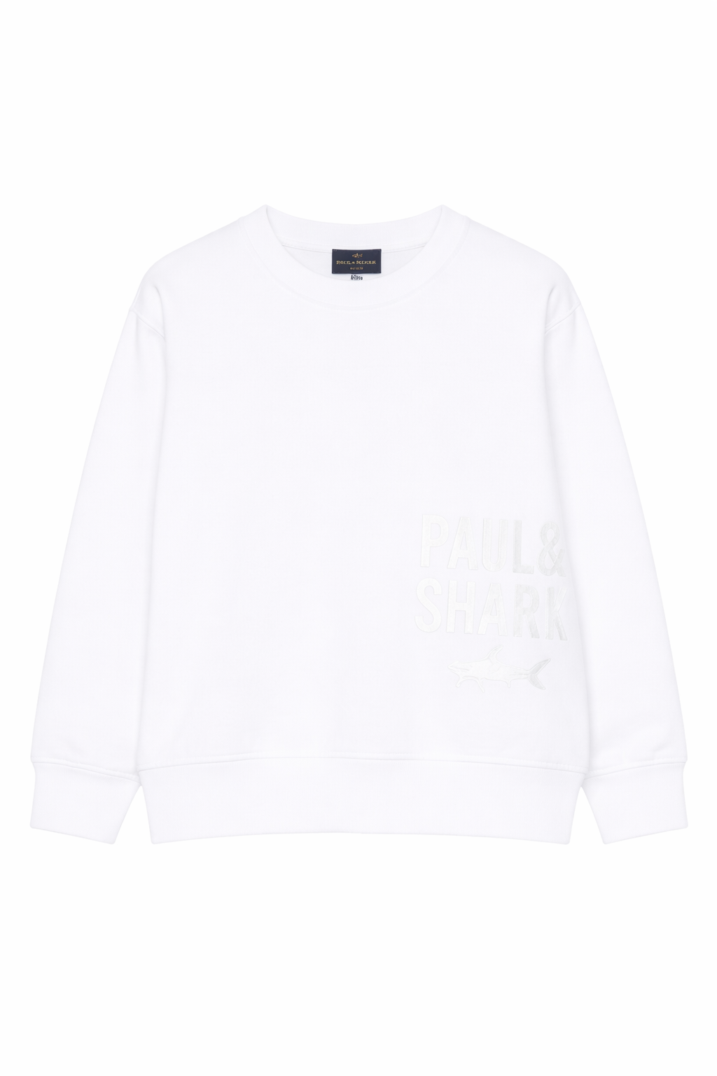 Felpa per bambino Paul & Shark Kids bianca con logo sul davanti WUF007LDA59 10101 PAUL & SHARK KIDS 