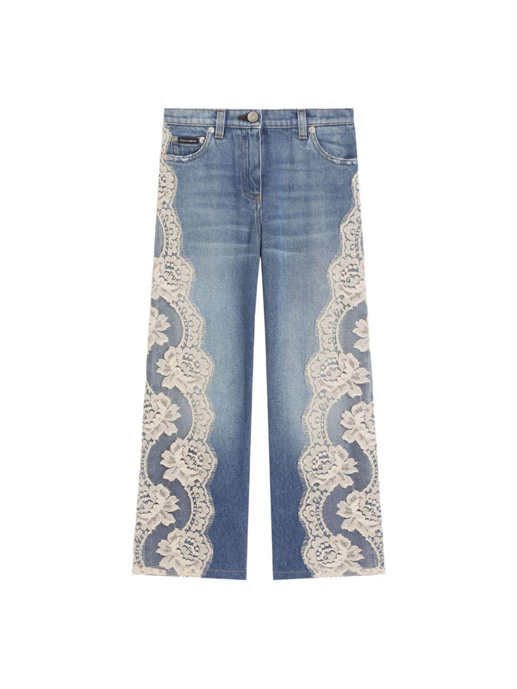 Jeans per bambina Dolce & Gabbana Kids denim con dettagli in pizzo L52F98 LDD61 S9000 DOLCE & GABBANA KIDS 