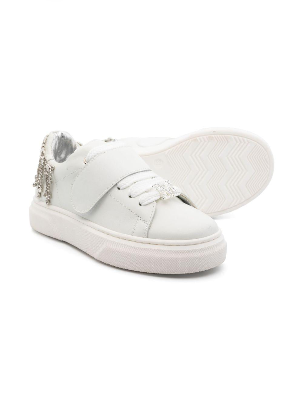 Sneakers per bambina Monnalisa bianco con frange di cristalli 87E008 5721 0001 MONNALISA 