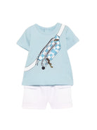 Set t-shirt e shorts per neonato The Marc Jacobs Kids azzurro con stampa grafica sul davanti W60816 77B THE MARC JACOBS KIDS 