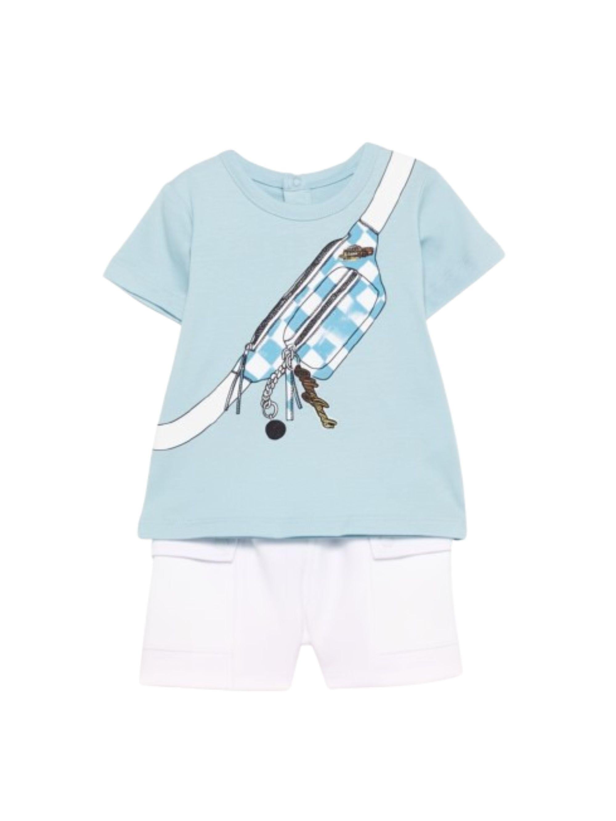 Set t-shirt e shorts per neonato The Marc Jacobs Kids azzurro con stampa grafica sul davanti W60816 77B THE MARC JACOBS KIDS 