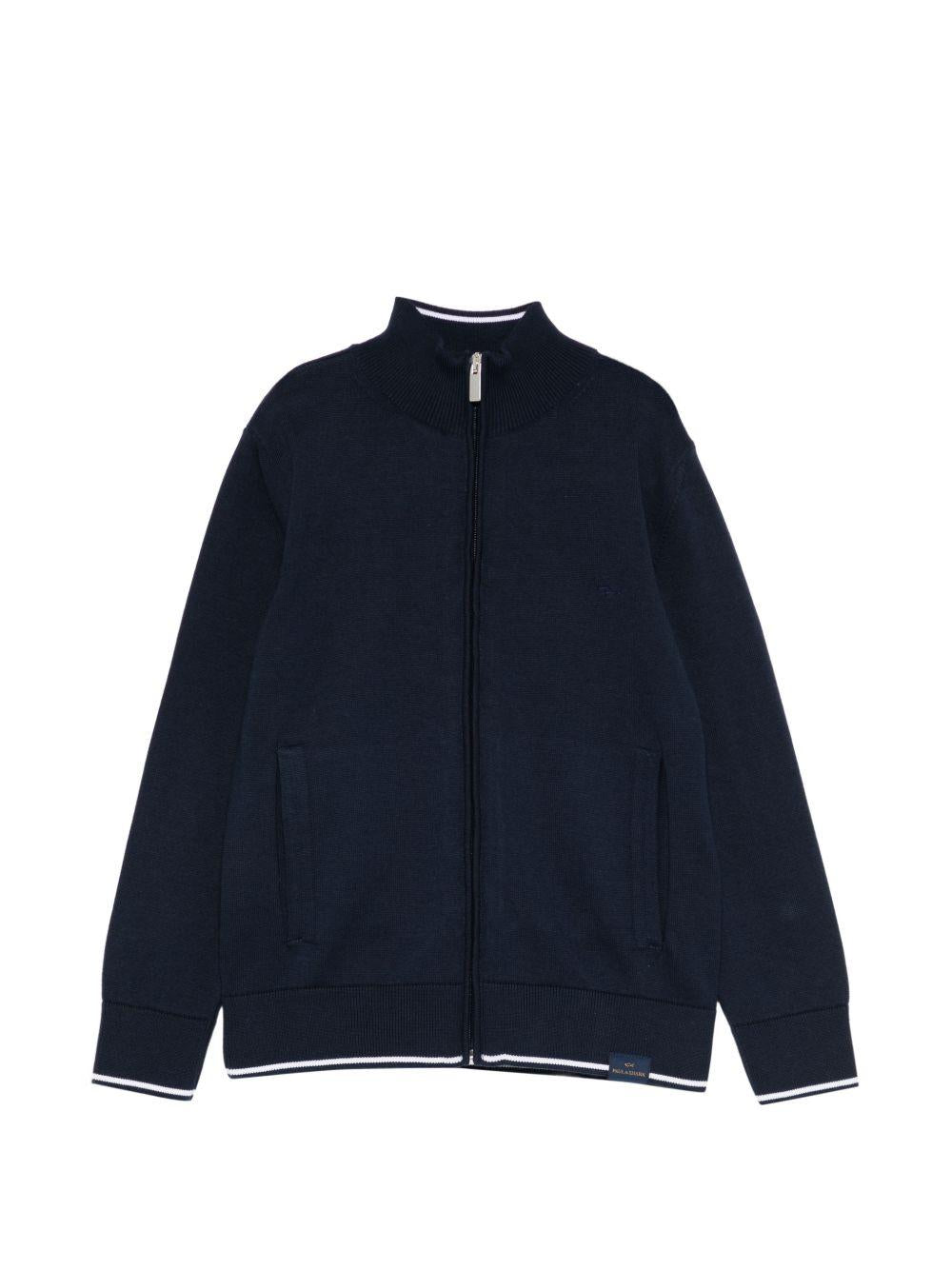 Cardigan per bambino Paul & Shark Kids blu con chiusura con zip sul davanti WUW000LHE85 42370 PAUL & SHARK KIDS 