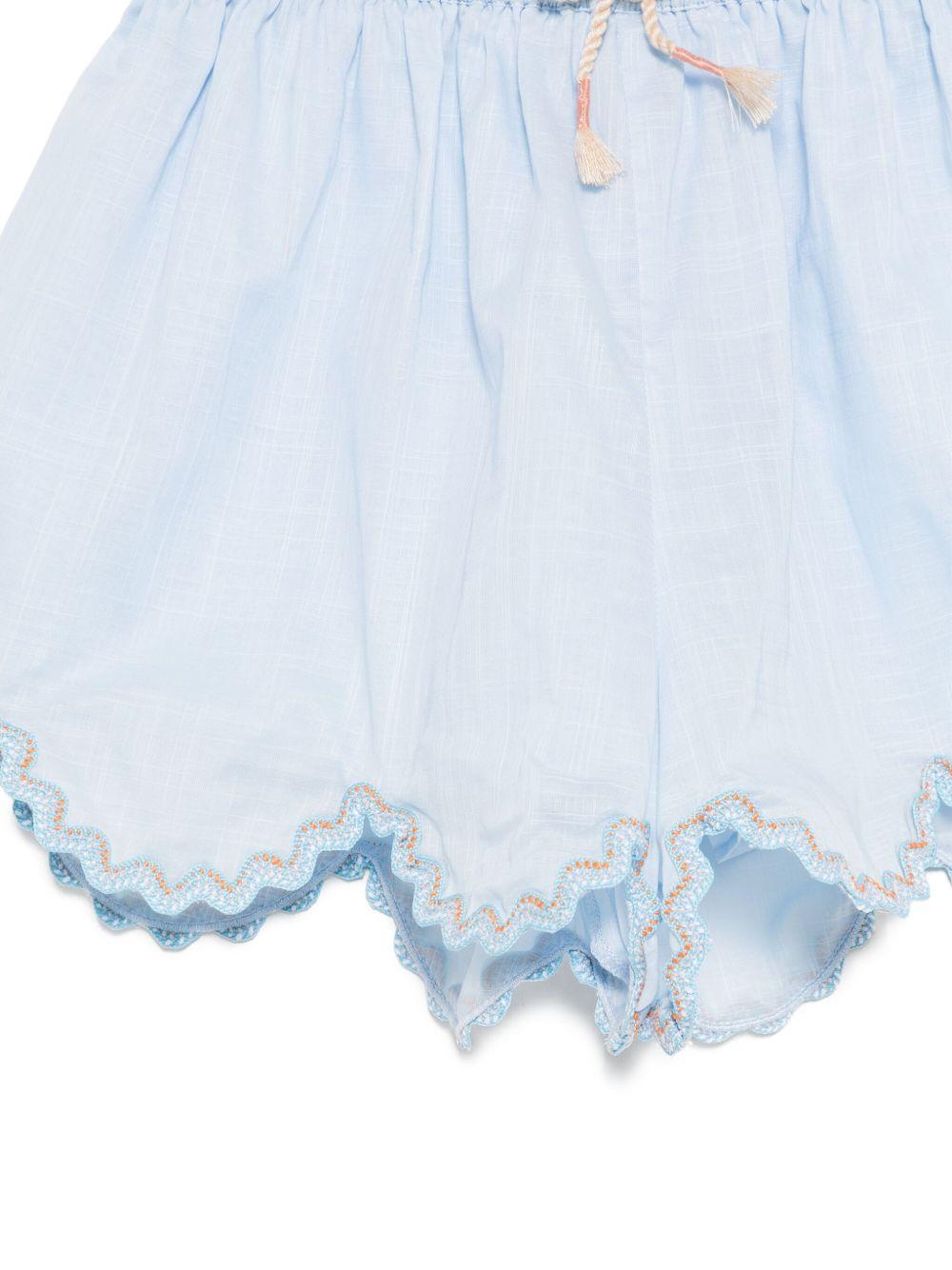 Shorts per bambina ZIMMERMANN Kids Cascadian azzurro con orlo a smerlo 4008AS S255 ZIMMERMANN KIDS 