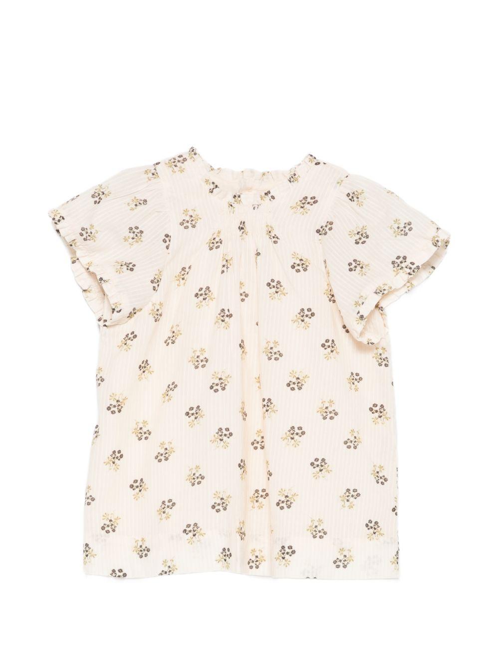 Abito per neonata Bonpoint beige con stampa a fiori all-over S06XDRW00009 503 BONPOINT KIDS 