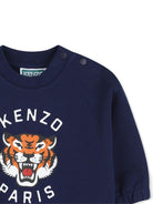Set tuta sportiva per neonato Kenzo Kids blu con stampa tigre sul davanti K61720 84N KENZO KIDS 