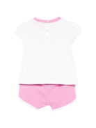 Completo t-shirt e shorts per neonata Polo Ralph Lauren Kids bianco e rosa con stampa grafica 310B14162 001 Ralph Lauren kids 