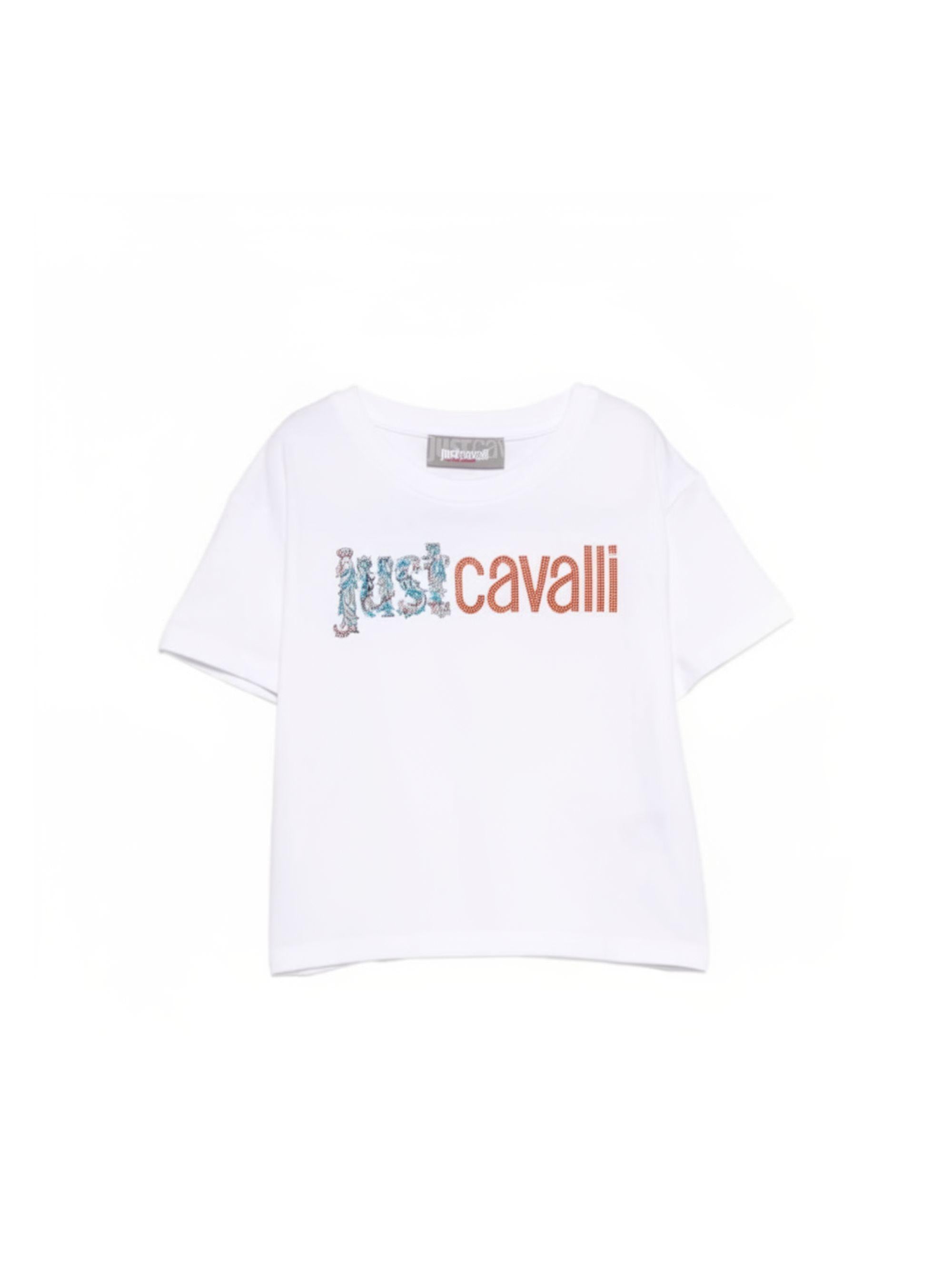 T-shirt per bambina Just Cavalli Kids bianca con stampa grafica JGP26067TS WHITE ROBERTO CAVALLI KIDS 