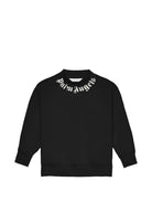 Felpa per bambino Palm Angels Kids nera con logo sul davanti PBBA012S26FLE004 110 PALM ANGELS KIDS 