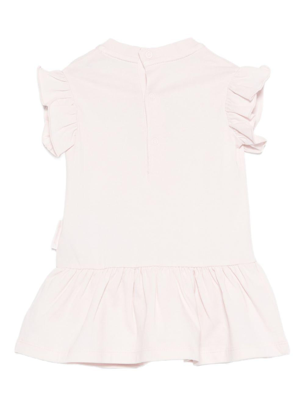Abito per neonata Moncler Kids rosa con stampa grafica sul davanti L19518I0000289AUM 503 MONCLER KIDS 