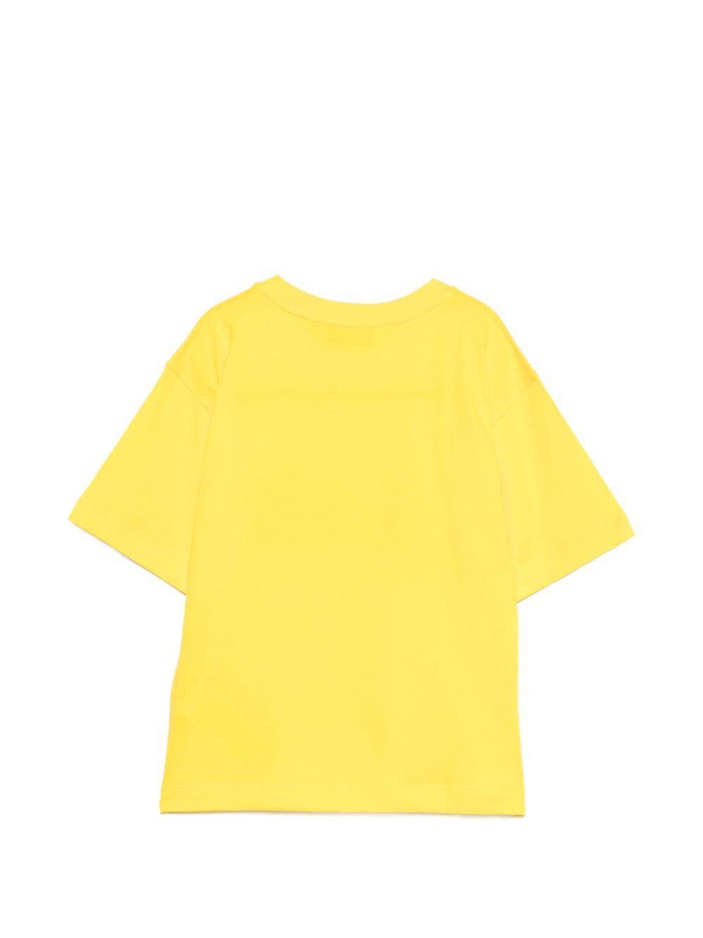 T-shirt per bambino Moschino Kids gialla con stampa logo sul davanti HUM05KLAA23 50577 MOSCHINO KIDS 