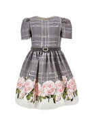 Abito per bambina Monnalisa Kids grigio con stampa grafica fiori 71H901 8662 0032 MONNALISA KIDS 