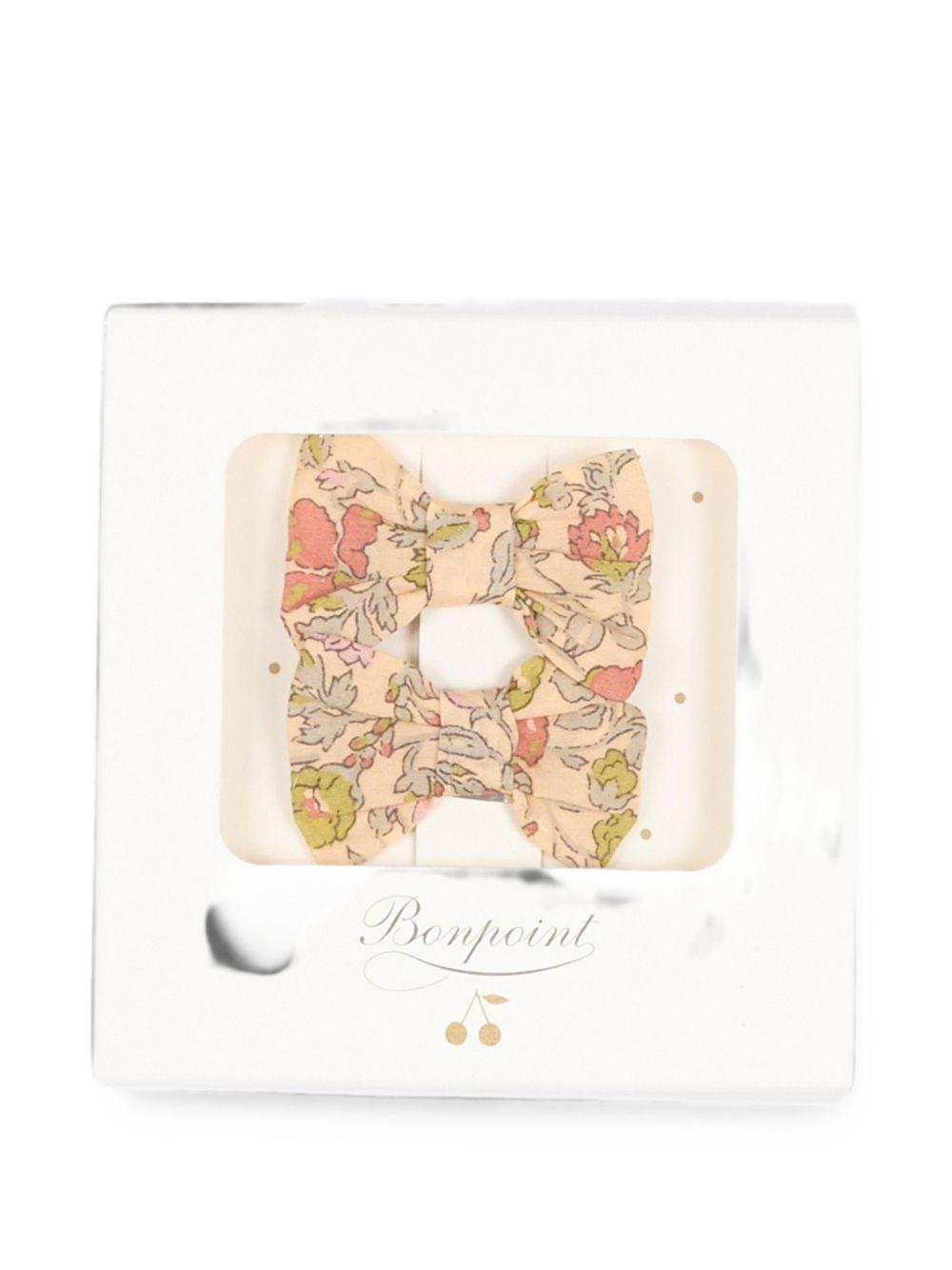 Set di due fermagli per bambina Bonpoint beige con stampa floreale W06GHAW00001 523B BONPOINT KIDS 