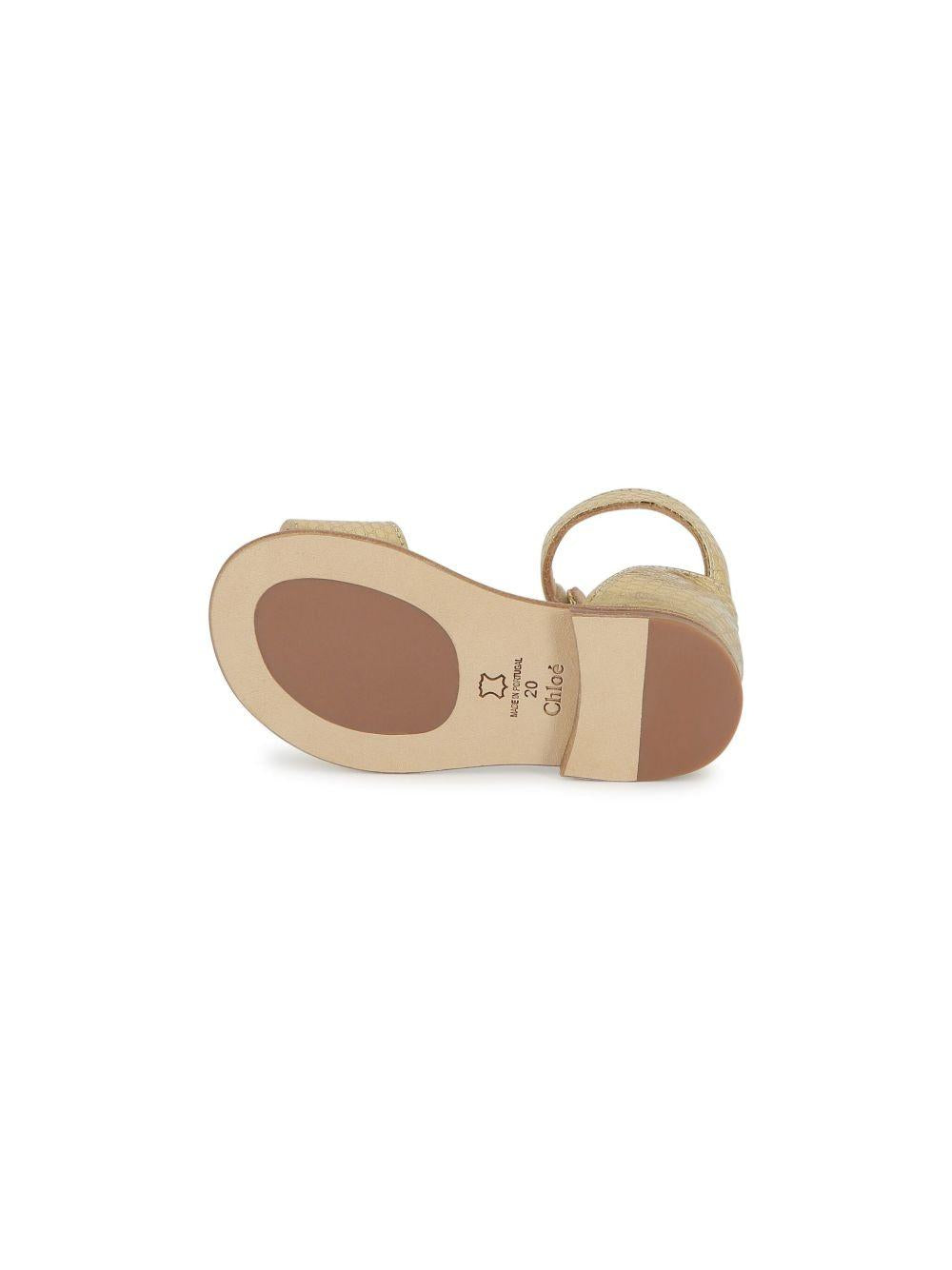 Sandali metallizzati per bambina Chloé Kids color oro con chiusura a strappo alla caviglia C20519 Z99 CHLOE' KIDS 