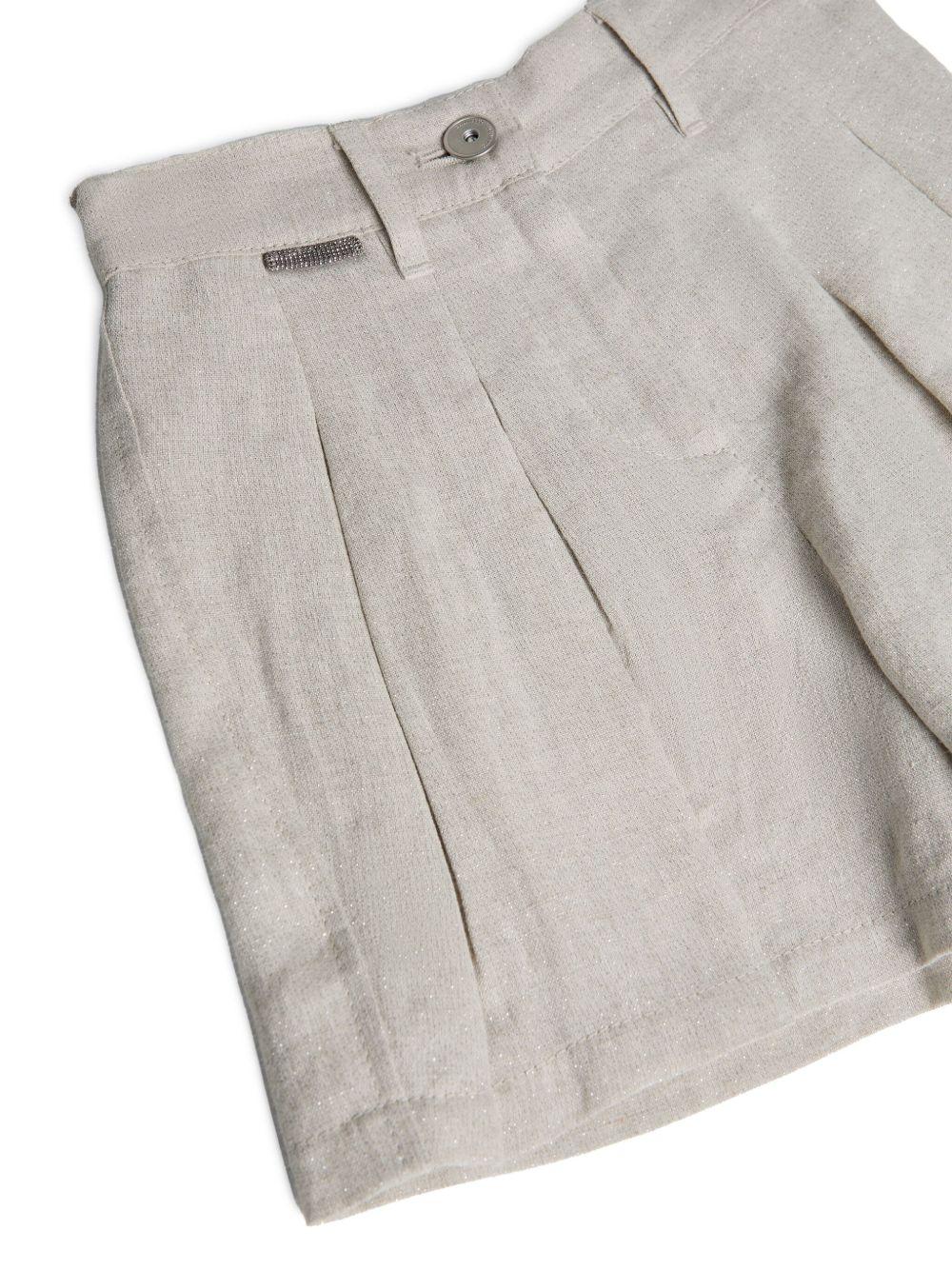 Shorts in tela per bambina Brunello Cucinelli Kids grigio con glitter BH547S285 C169 BRUNELLO CUCINELLI KIDS 