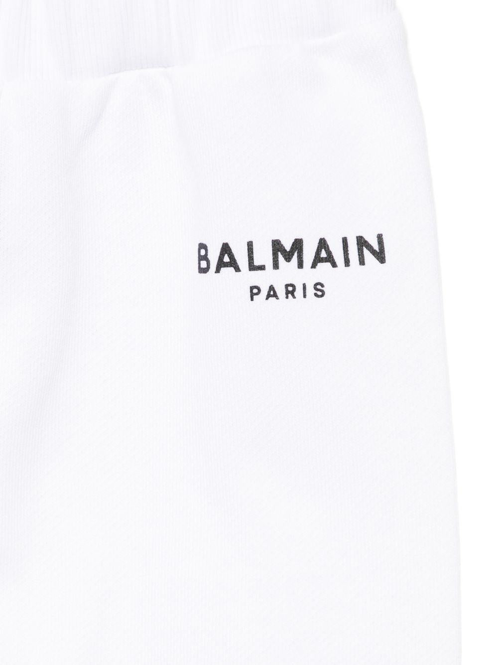 Pantaloni per neonati Balmain Kids bianchi con logo sul davanti BY6610 Z3183 100NE BALMAIN KIDS 
