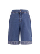 Pantaloni per bambina Fendi Kids denim con dettaglio monogramma FF JMF567 AVVU F0QG0 FENDI KIDS 