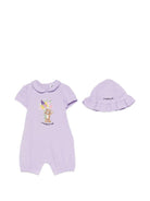 Tutina e cappellino per neonata Moschino Kids lilla con stampa Bear MDY01BLFA06 51683 MOSCHINO KIDS 