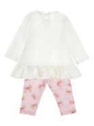Set t-shirt e pantaloni per neonata Monnalisa bianco con stampa 31F500 6650 9001 MONNALISA 