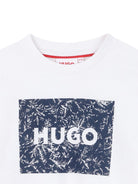 T-shirt per bambino Hugo Kids bianca con logo sul davanti G01020 10P Hugo KIDS 