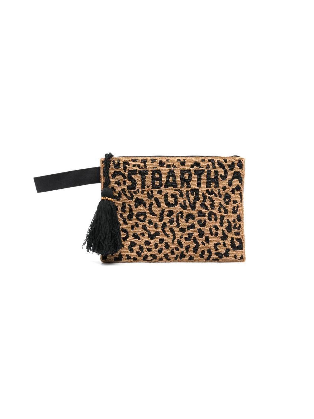 Pochette Aline MC2 Saint Barth marrone con stampa animalier POU0002 00653L MC2 ST. BARTH KIDS 