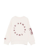 Felpa per bambino Emporio Armani Kids bianco sporco con stampa logo sul retro EB001389 AF10126 U1009 EMPORIO ARMANI KIDS 