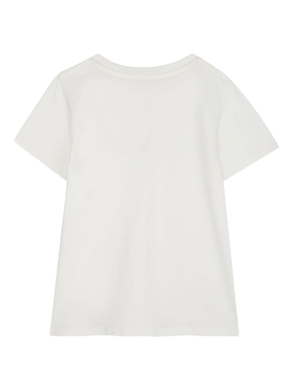 T-shirt per bambina Michael Kors Kids bianco con logo dorato R30492 117 MICHAEL KORS KIDS 