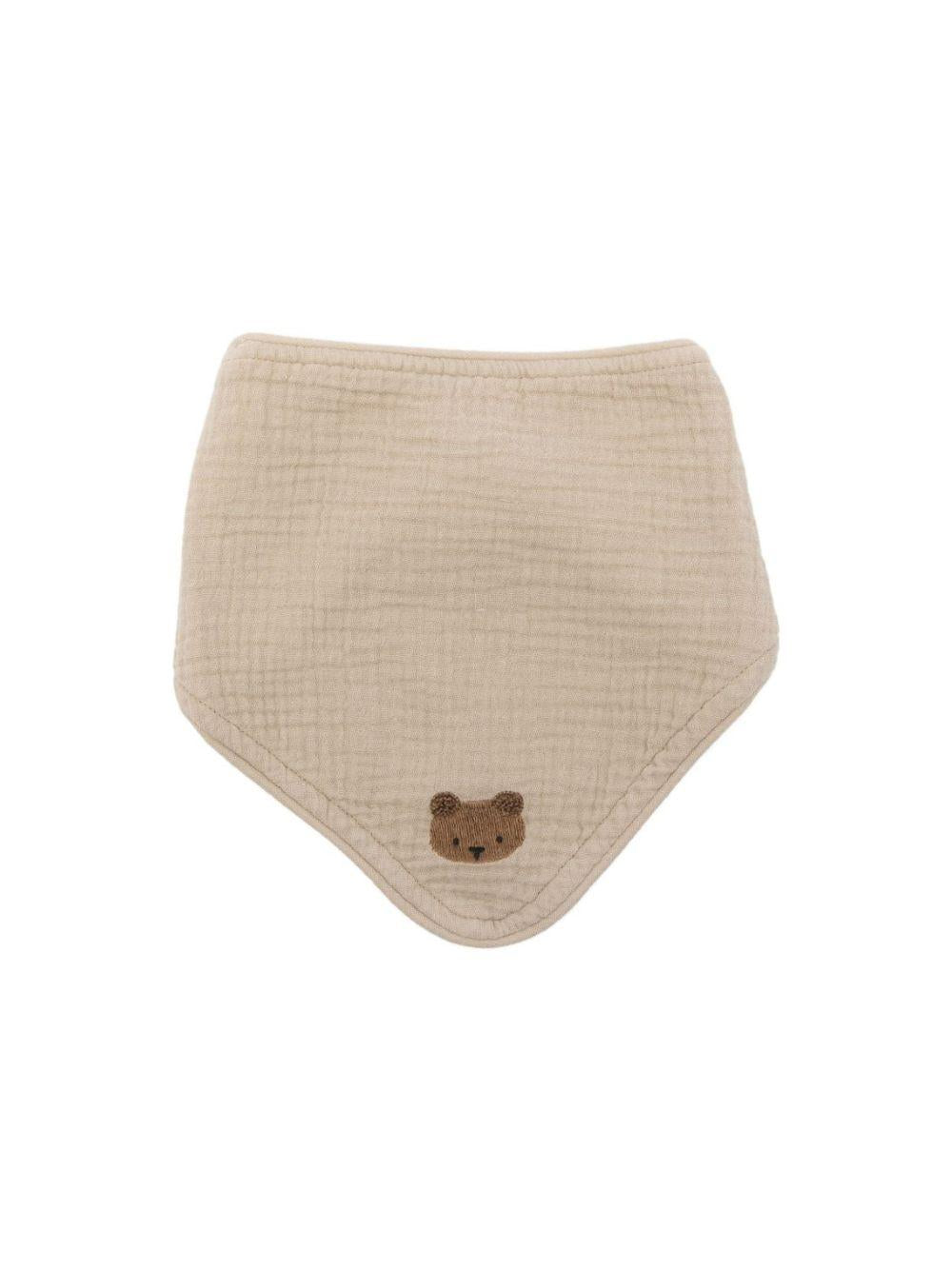 Bavaglino Bintje per neonati Donsje beige con ricamo orsetto 7100703 00017 DONSJE 