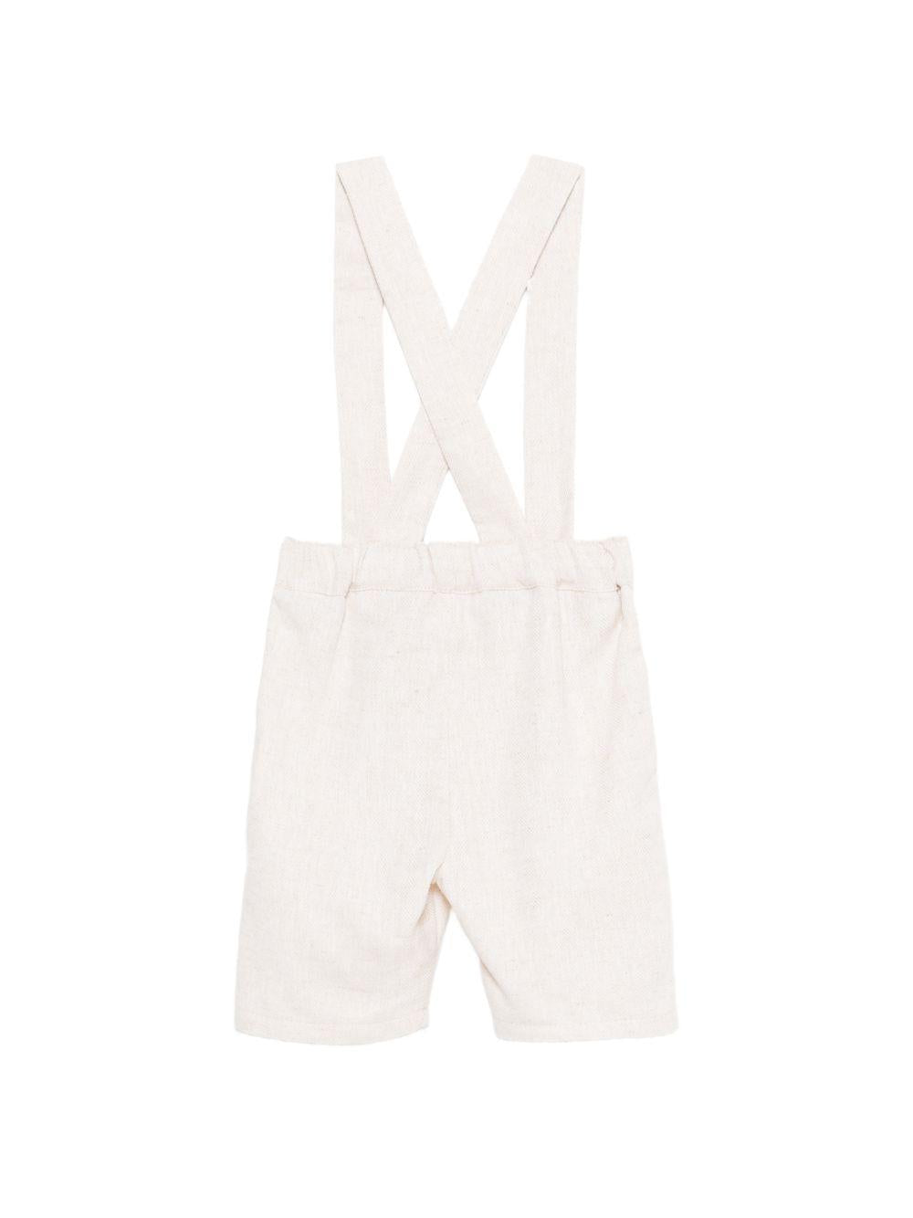 Shorts con bretelle per neonato Mariella Ferrari beige con vita elasticizzata sul retro PNG7BIS ECRU MARIELLA FERRARI 