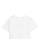 T-shirt per bambina Michael Kors Kids bianca con bottoni sulla spalla R30605 117 MICHAEL KORS KIDS 