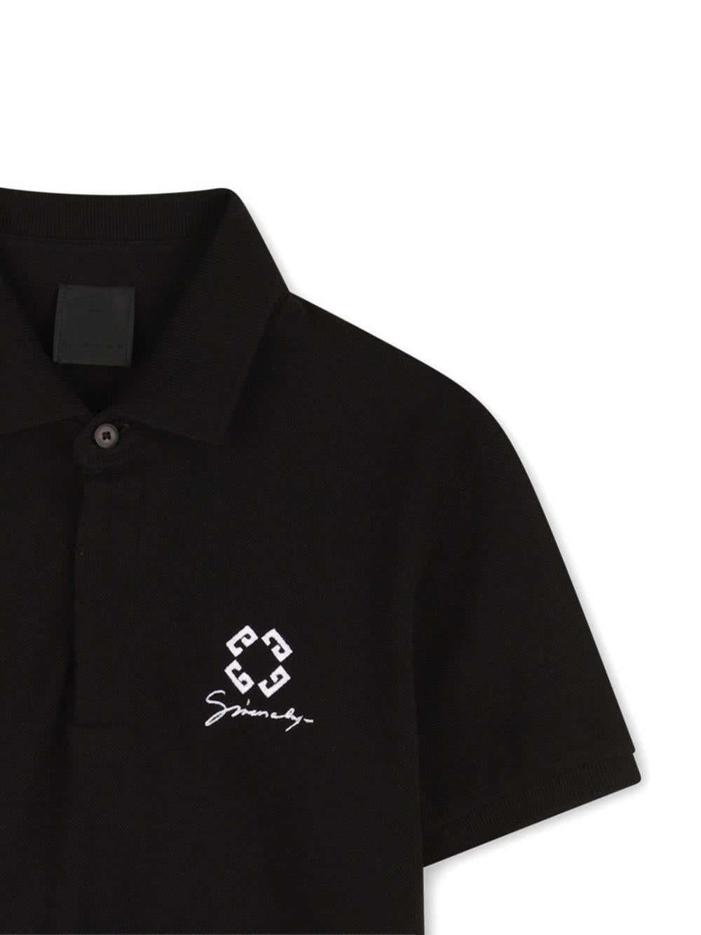 Polo per bambino Givenchy Kids nero con logo ricamato H30966 09B GIVENCHY KIDS 