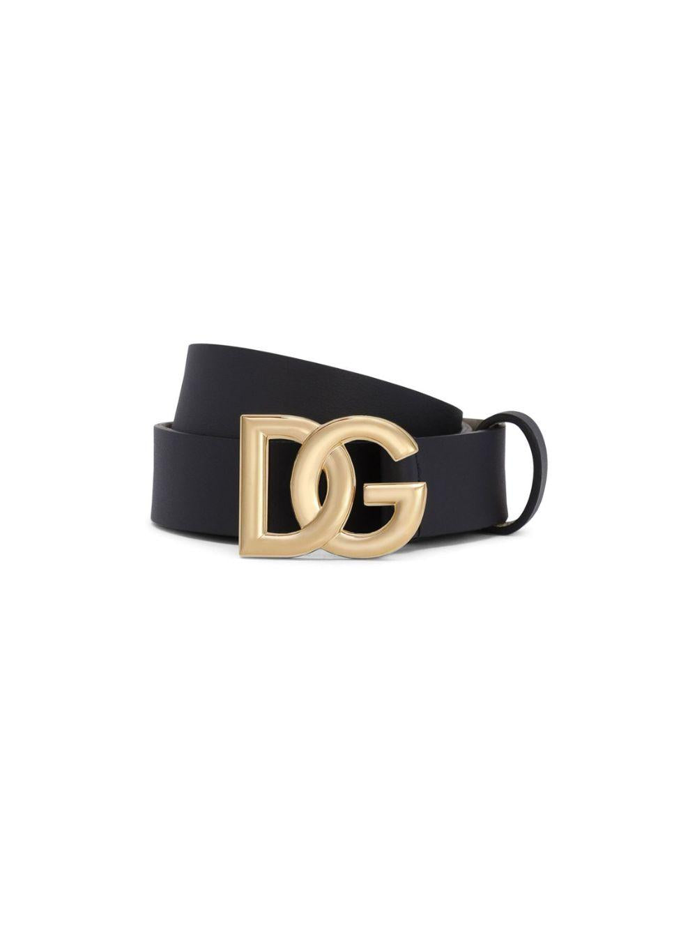 Cintura per bambini Dolce & Gabbana Kids nera con logo D&G dorato EC0076 AC985 80650 DOLCE & GABBANA KIDS 